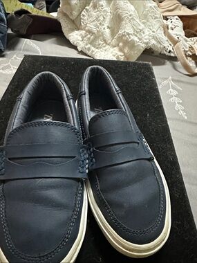 Zara Navy Slip-On Penny Loafers with White Sole